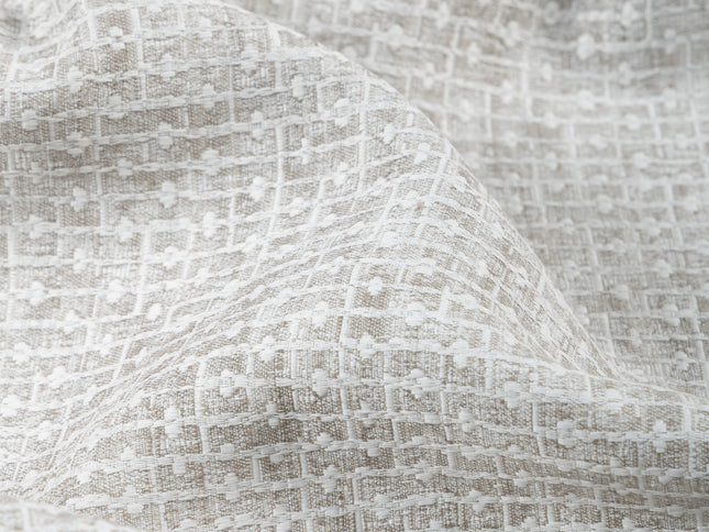 Light Grey Colour Basket  Weave Textured Curtain Fabric