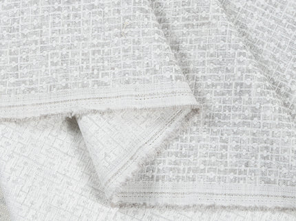 Pearl Grey Colour Basket  Weave Textured Curtain Fabric