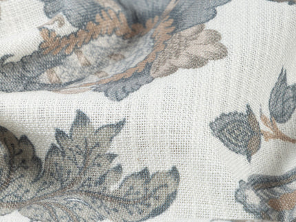 Off-White Colour with Slate Blue and Taupe Vintage Botanical All Over Print Curtain Fabric