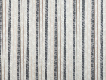 Off-White Colour with Slate Grey and Taupe Vertical Stripe Print Curtain Fabric