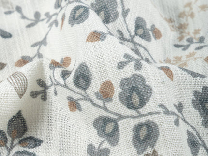 Off-White Colour with Slate Grey, Taupe and Sage Green Botanical Vine All Over Print Curtain Fabric