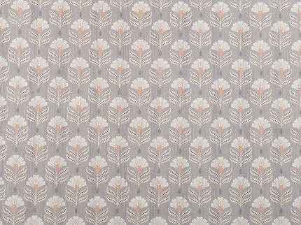 Slate Brown Colour with Terracotta and White Floral Motif All Over Print Curtain Fabric