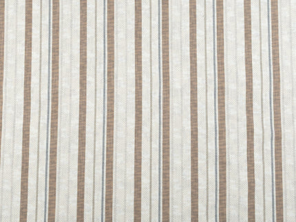 Off-White Colour with Taupe and Slate Grey Vertical Stripe Print Curtain Fabric