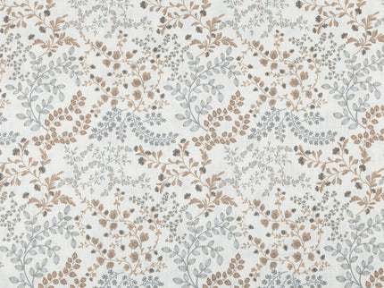 Off-White Colour with Taupe and Sage Green Botanical Vine All Over Print Curtain Fabric
