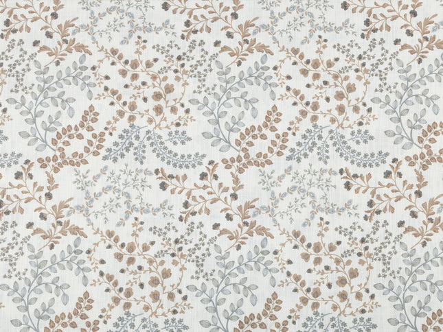 Off-White Colour with Taupe and Sage Green Botanical Vine All Over Print Curtain Fabric
