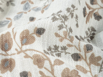 Off-White Colour with Taupe and Sage Green Botanical Vine All Over Print Curtain Fabric