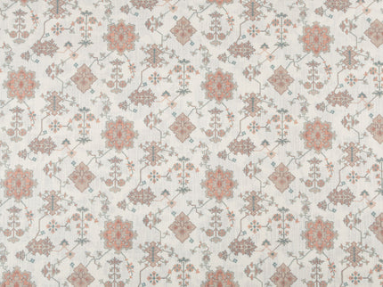 Off-White Colour with Terracotta and Taupe Ethnic Floral  All Over Print Curtain Fabric
