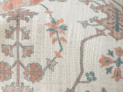 Off-White Colour with Terracotta and Taupe Ethnic Floral  All Over Print Curtain Fabric