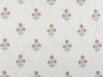 Off-White Colour with Terracotta Floral Motif Scattered Print Curtain Fabric