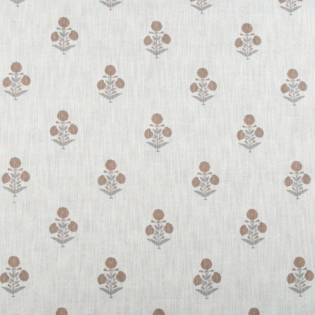 Off-White Colour with Terracotta Floral Motif Scattered Print Curtain Fabric