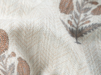 Off-White Colour with Terracotta Floral Motif Scattered Print Curtain Fabric