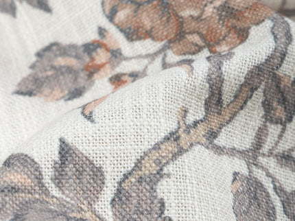 Off-White Colour with Terracotta and Slate Grey Vintage Floral Vine All Over Print Curtain Fabric