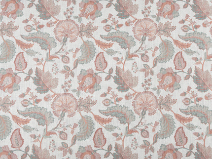 Off-White Colour with Terracotta and Sage Green Vintage Botanical All Over Print Curtain Fabric
