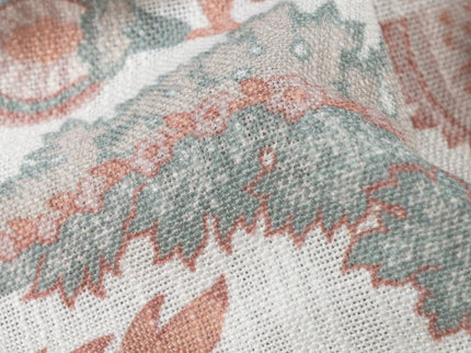 Off-White Colour with Terracotta and Sage Green Vintage Botanical All Over Print Curtain Fabric