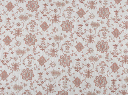 Off-White Colour with Terracotta Ethnic Floral All Over Print Curtain Fabric