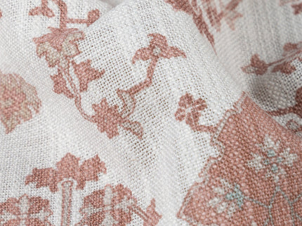 Off-White Colour with Terracotta Ethnic Floral All Over Print Curtain Fabric