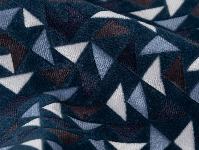 Multicolour geometric pattern velvet flock Easy Clean sofa, chair and curtain fabrics