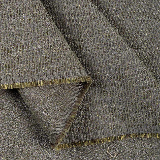 Olive green colour textured weave pattern velvet flock Easy Clean sofa, chair and curtain fabrics (Dual side)