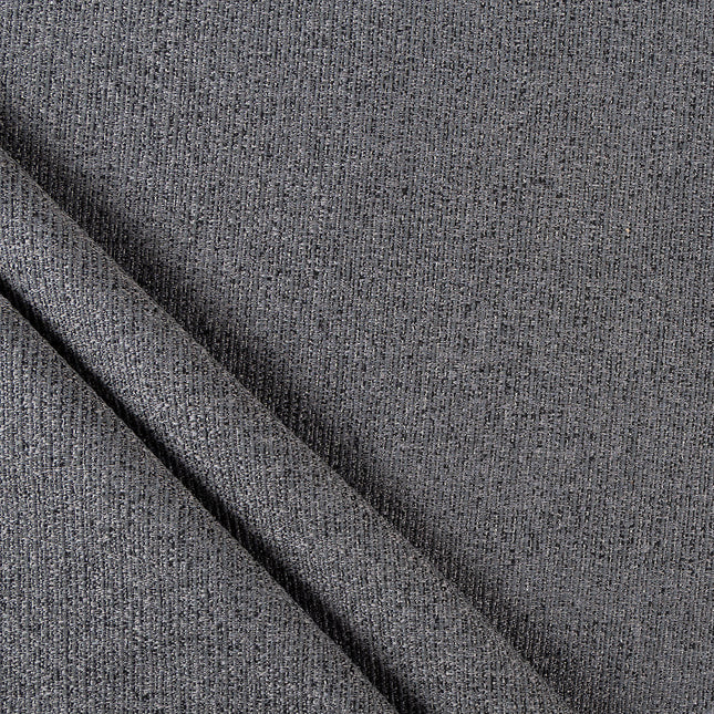 Dark charcoal colour textured weave pattern velvet flock Easy Clean sofa, chair and curtain fabrics (Dual side)