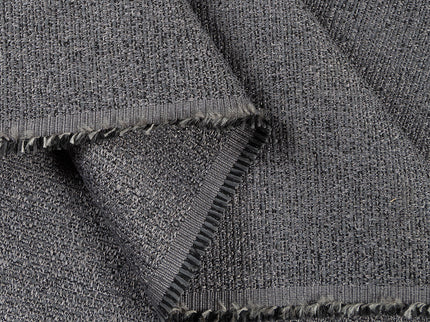 Dark charcoal colour textured weave pattern velvet flock Easy Clean sofa, chair and curtain fabrics (Dual side)