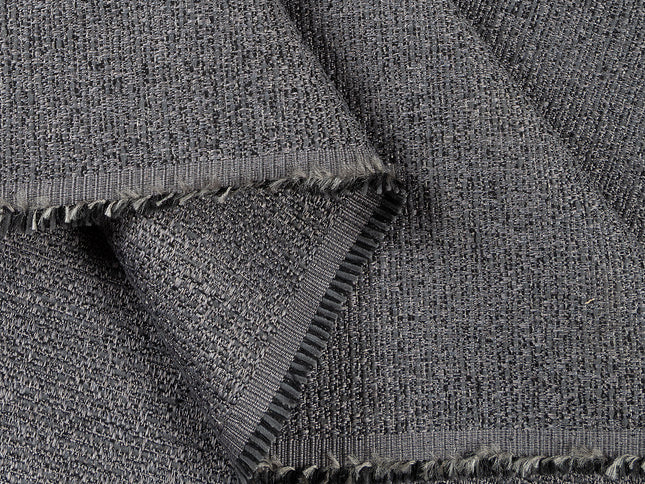Dark charcoal colour textured weave pattern velvet flock Easy Clean sofa, chair and curtain fabrics (Dual side)