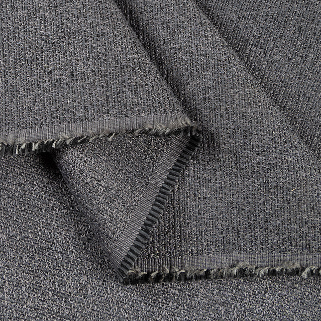 Dark charcoal colour textured weave pattern velvet flock Easy Clean sofa, chair and curtain fabrics (Dual side)