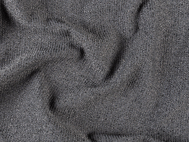 Dark charcoal colour textured weave pattern velvet flock Easy Clean sofa, chair and curtain fabrics (Dual side)