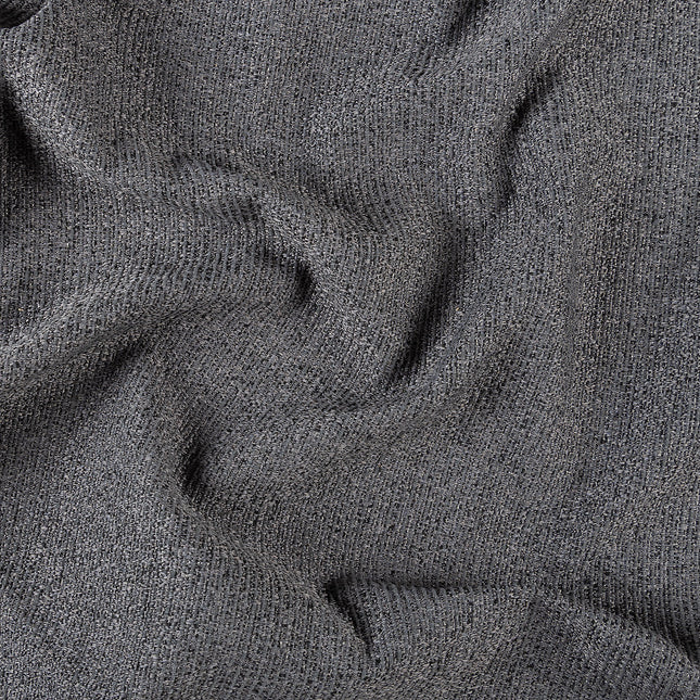Dark charcoal colour textured weave pattern velvet flock Easy Clean sofa, chair and curtain fabrics (Dual side)
