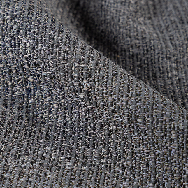 Dark charcoal colour textured weave pattern velvet flock Easy Clean sofa, chair and curtain fabrics (Dual side)