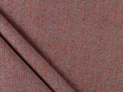 Rust red colour textured weave pattern velvet flock Easy Clean sofa, chair and curtain fabrics (Dual side)