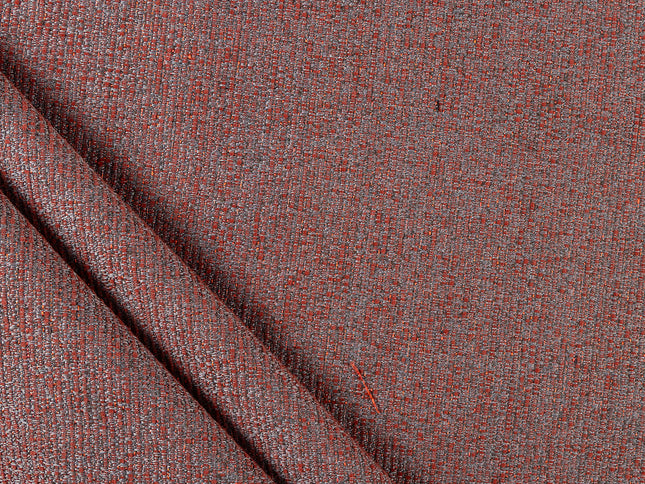Rust red colour textured weave pattern velvet flock Easy Clean sofa, chair and curtain fabrics (Dual side)