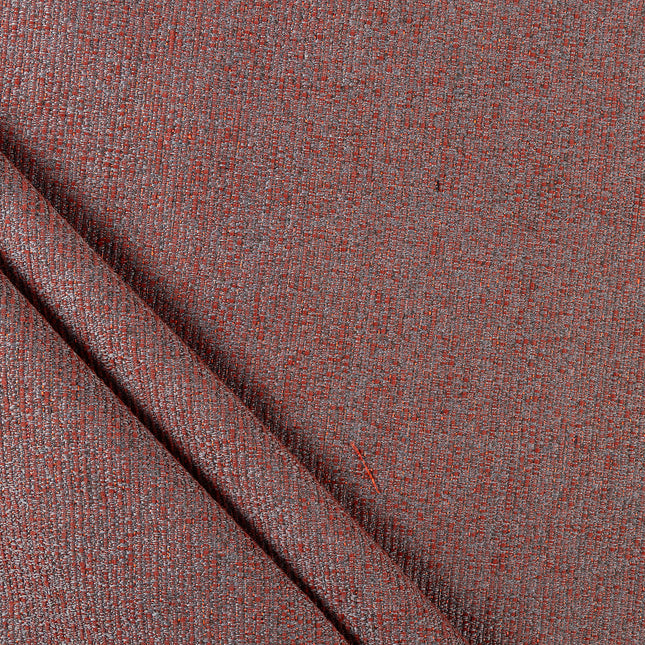 Rust red colour textured weave pattern velvet flock Easy Clean sofa, chair and curtain fabrics (Dual side)