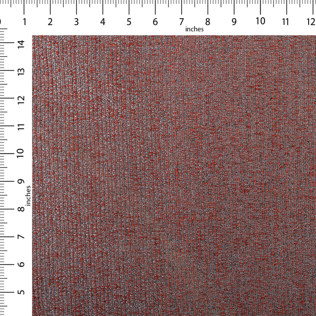 Rust red colour textured weave pattern velvet flock Easy Clean sofa, chair and curtain fabrics (Dual side)
