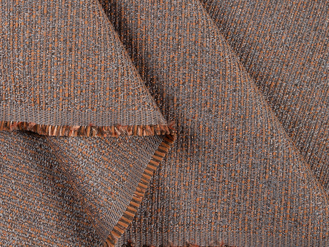 Rust colour textured weave pattern velvet flock Easy Clean sofa, chair and curtain fabrics (Dual side)