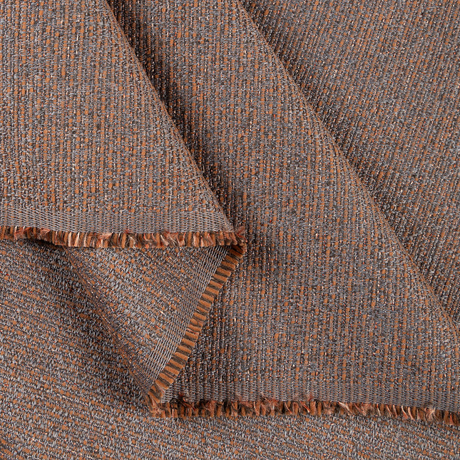 Rust colour textured weave pattern velvet flock Easy Clean sofa, chair and curtain fabrics (Dual side)