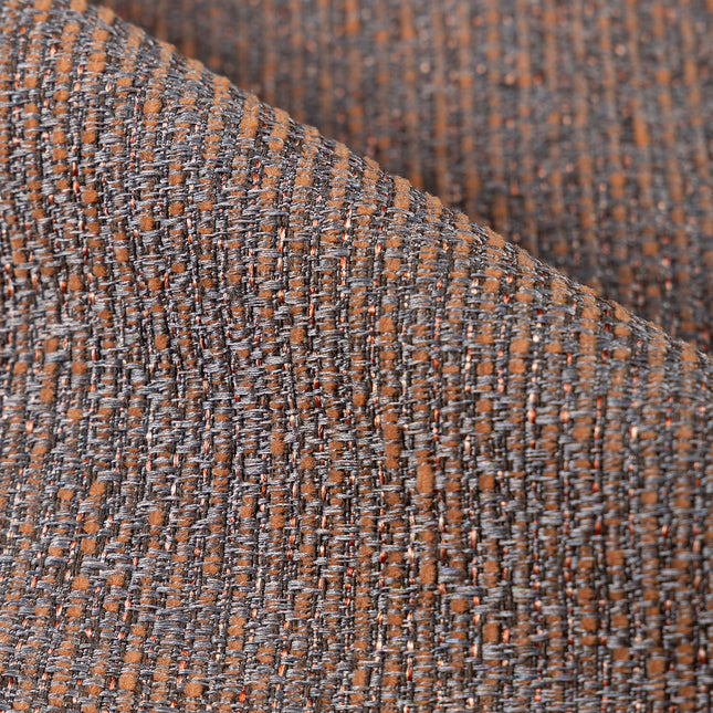 Rust colour textured weave pattern velvet flock Easy Clean sofa, chair and curtain fabrics (Dual side)