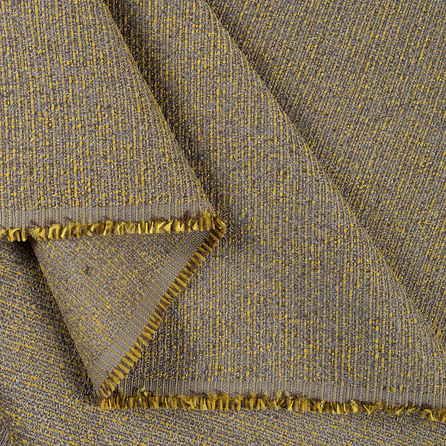 Mustard green colour textured weave pattern velvet flock Easy Clean sofa, chair and curtain fabrics (Dual side)