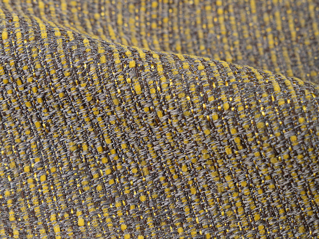 Mustard green colour textured weave pattern velvet flock Easy Clean sofa, chair and curtain fabrics (Dual side)