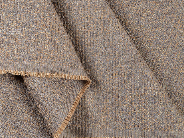 Brown colour textured weave pattern velvet flock Easy Clean sofa, chair and curtain fabrics (Dual side)
