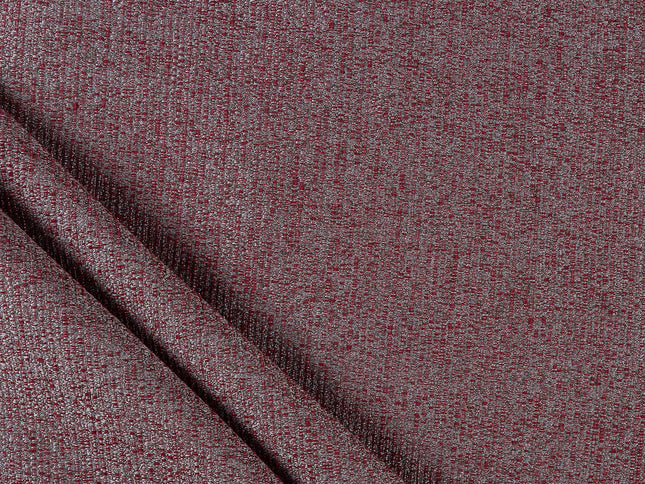 Wine colour textured weave pattern velvet flock Easy Clean sofa, chair and curtain fabrics (Dual side)