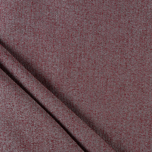 Wine colour textured weave pattern velvet flock Easy Clean sofa, chair and curtain fabrics (Dual side)