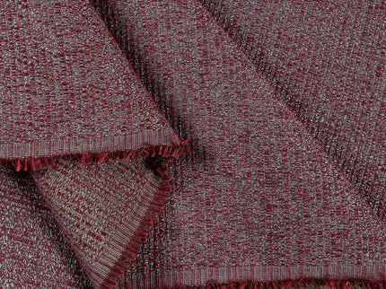 Wine colour textured weave pattern velvet flock Easy Clean sofa, chair and curtain fabrics (Dual side)