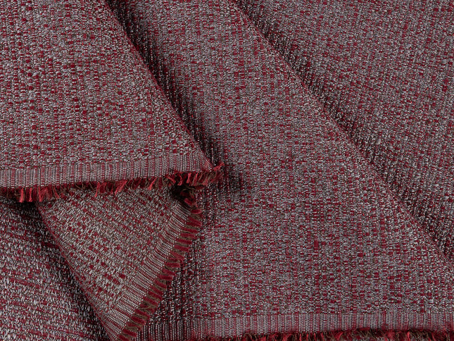Wine colour textured weave pattern velvet flock Easy Clean sofa, chair and curtain fabrics (Dual side)
