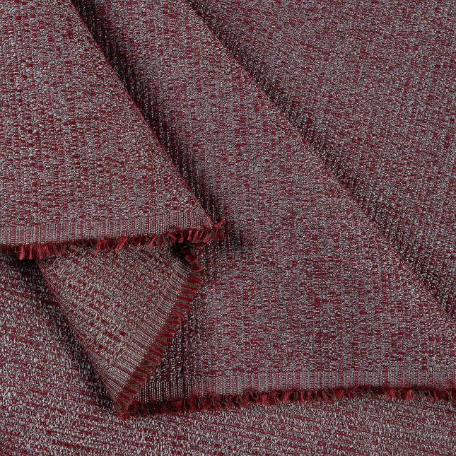 Wine colour textured weave pattern velvet flock Easy Clean sofa, chair and curtain fabrics (Dual side)