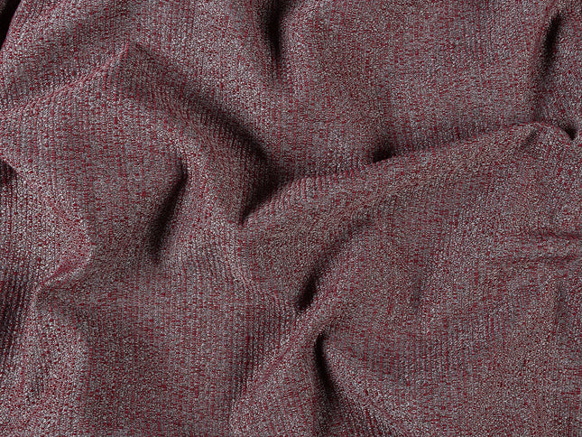 Wine colour textured weave pattern velvet flock Easy Clean sofa, chair and curtain fabrics (Dual side)