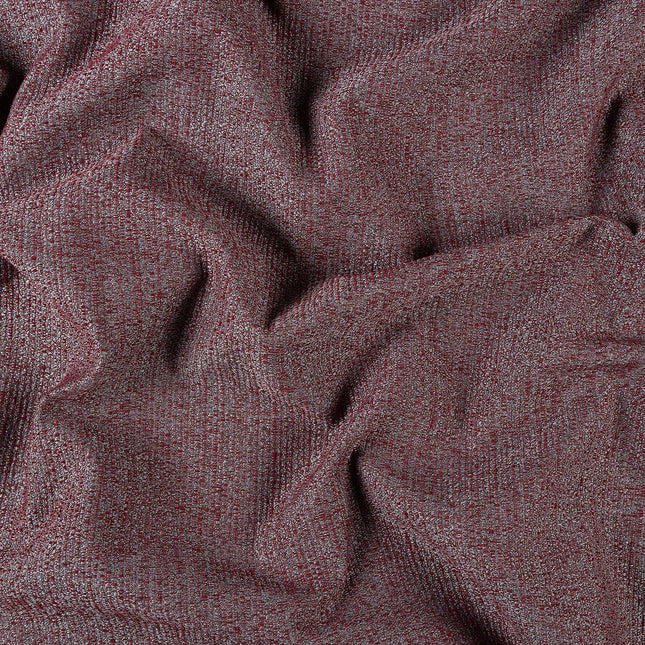 Wine colour textured weave pattern velvet flock Easy Clean sofa, chair and curtain fabrics (Dual side)