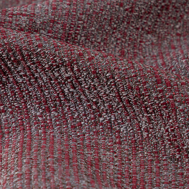 Wine colour textured weave pattern velvet flock Easy Clean sofa, chair and curtain fabrics (Dual side)