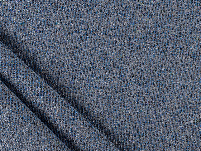 Royal blue colour textured weave pattern velvet flock Easy Clean sofa, chair and curtain fabrics (Dual side)