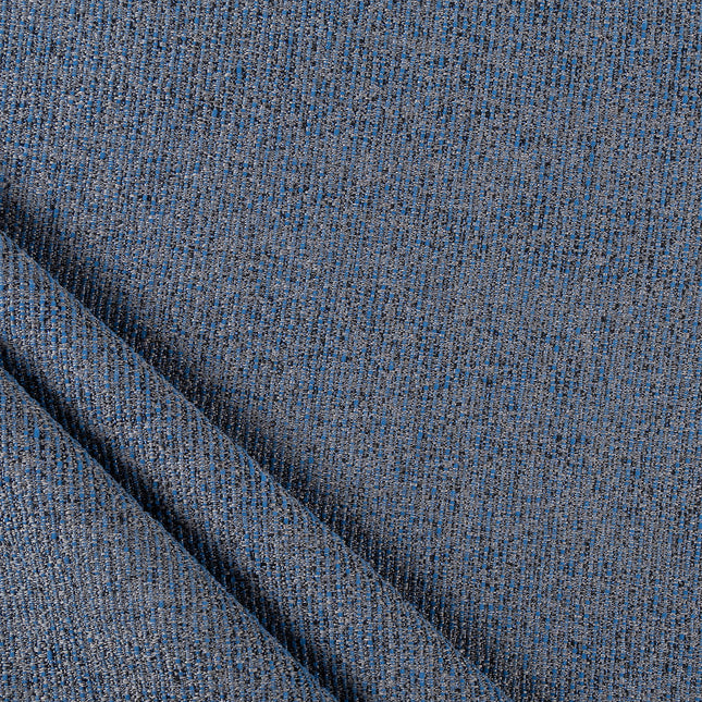 Royal blue colour textured weave pattern velvet flock Easy Clean sofa, chair and curtain fabrics (Dual side)