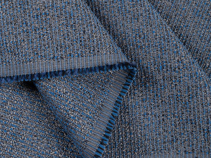 Royal blue colour textured weave pattern velvet flock Easy Clean sofa, chair and curtain fabrics (Dual side)